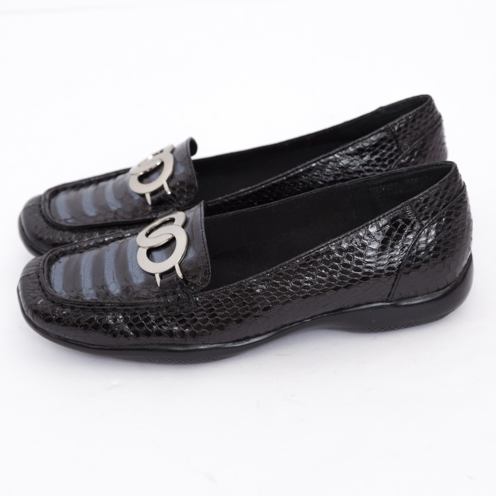 Preppy snakeskin loafer black with silver buckle Bellini 7